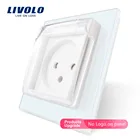 Евророзетка Livolo, стеклянная панель, 100  250 В переменного тока, 16 А, с водонепроницаемой крышкой, без логотипа