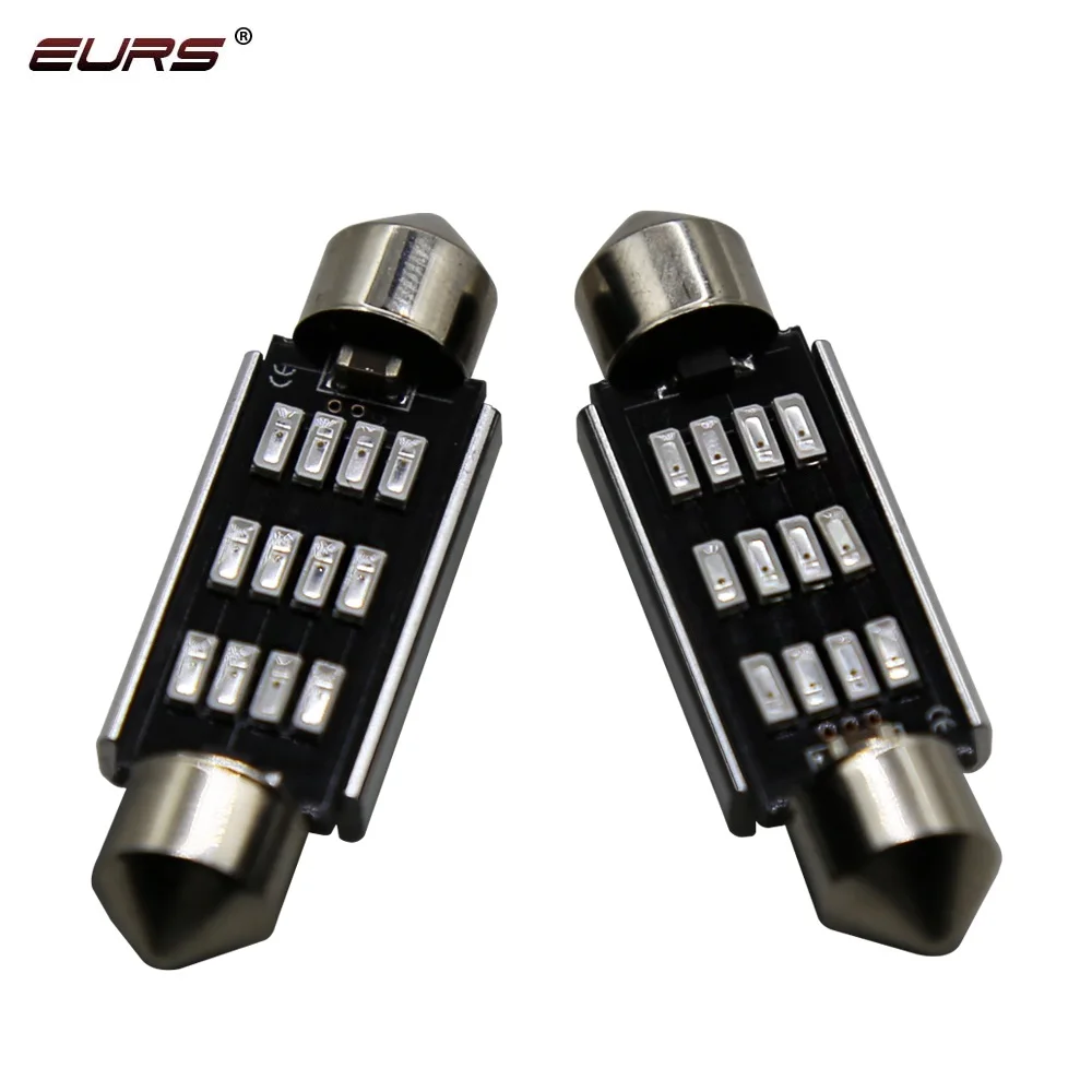Светодиодный светильник EURS 10 шт. 31 мм 36 39 41 4014 12SMD Canbus без ошибок для салона