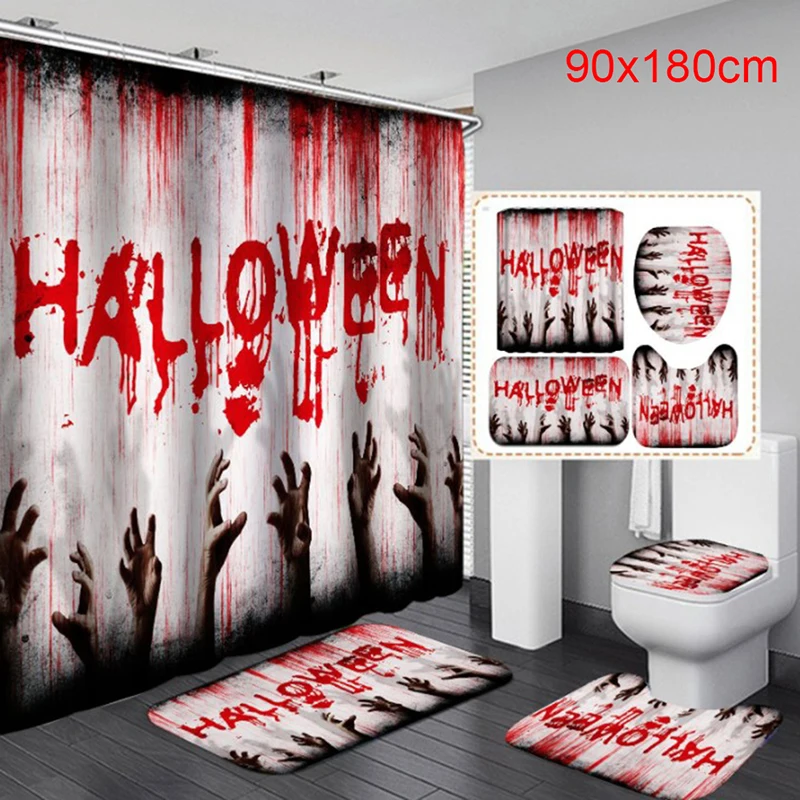 1 шт. водонепроницаемая Полиэстеровая занавеска для душа на Хэллоуин оконная с