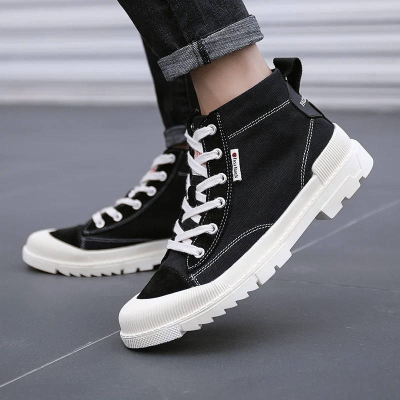 Кеды мужские высокие Вулканизированная подошва холщовые кроссовки повседневная
