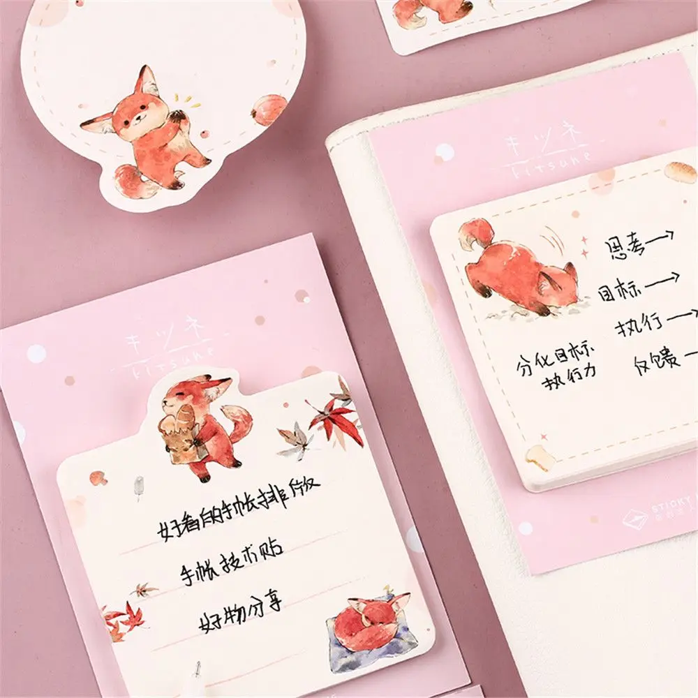 30 листов блокнот для записей с мультяшными животными милый кролик лиса клейкие
