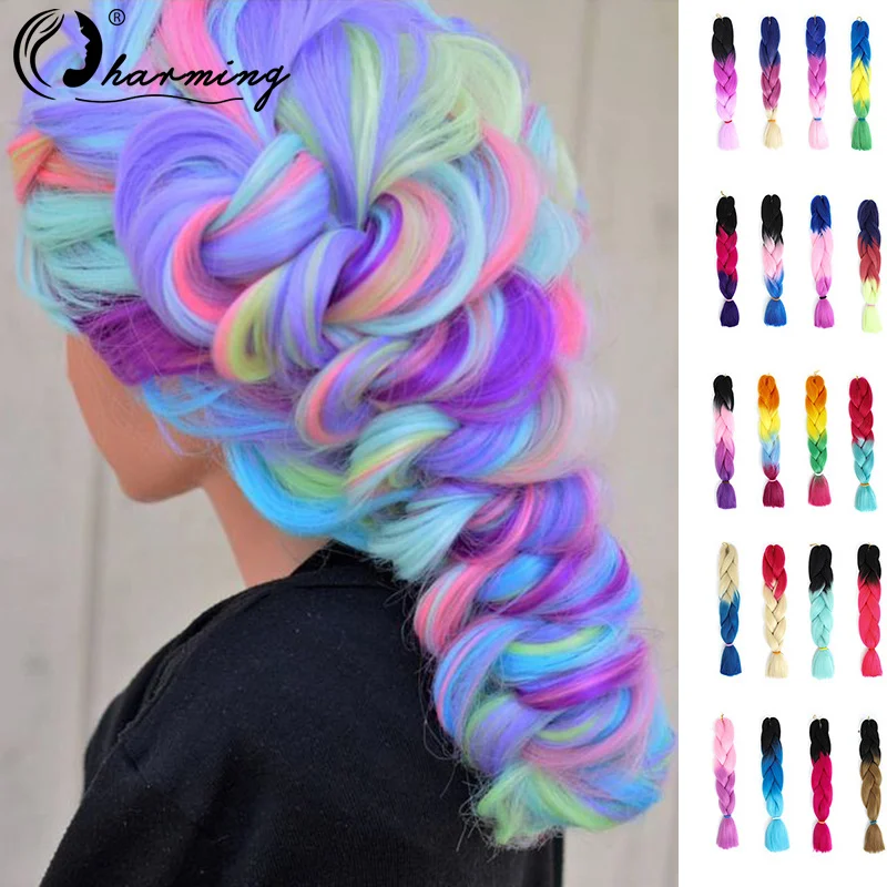 Очаровательные вязаные крючком косы синтетические волосы Джамбо плетеные 100