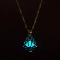 glow in the dark necklace moon lotus flower necklaces for woman hollow water drop pendant night fluorescence light accessories