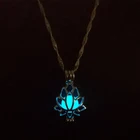 Ожерелье женское светящееся в темноте, луна, цветок лотоса, подвеска в виде ажурной капли, светящийся ночью светящийся аксессуар