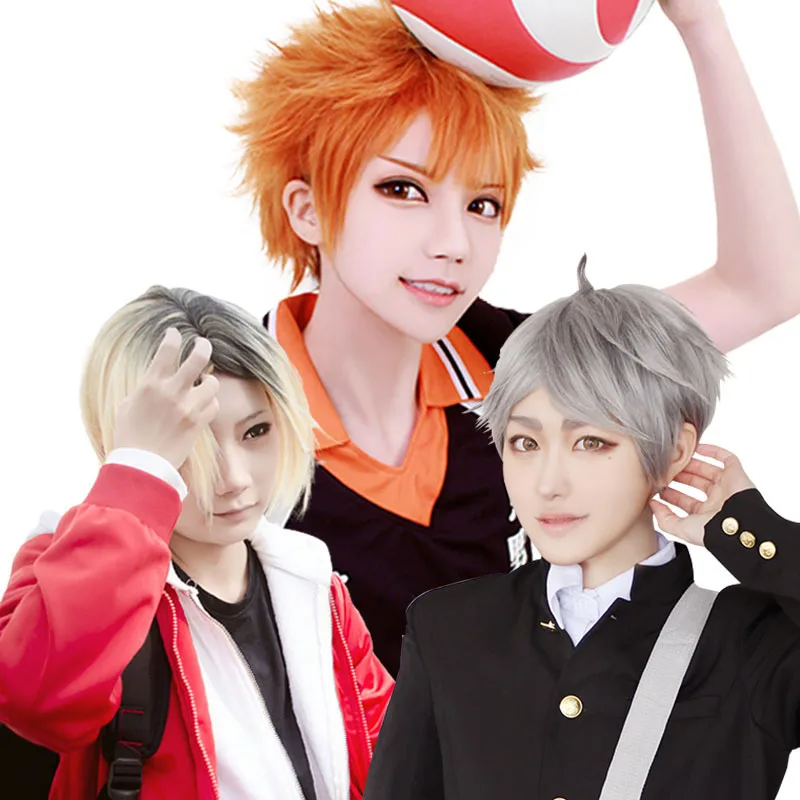 Парик для косплея LANLAN Haikyu оранжевый молочный серый черный желтый короткие волосы