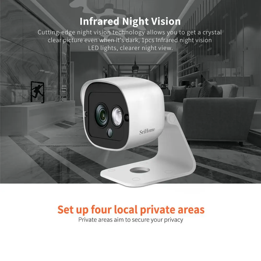SriHome SH029 3MP 1296P Wi-Fi IP-камера Внутренняя Наружная вилка ЕС Радионяня Ночное видение