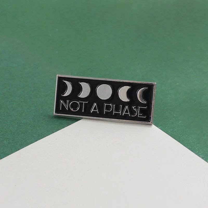 Милый Хэллоуин загадочная Луна лозунг &quotне фаза&quot брошь Drak Черный Серебряный