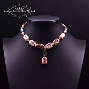 GLSEEVO ожерелье с подвеской из пресноводного жемчуга для свадебных подарков Женская драгоценность Винтажные Украшения ручной работы Perola GN0191