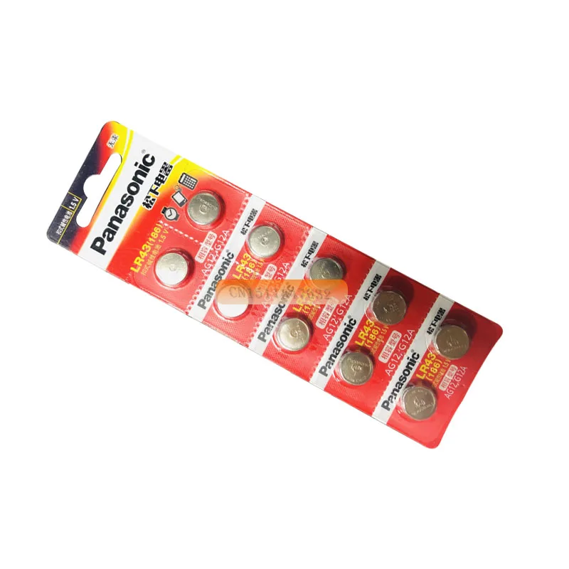 100 X PANASONIC AG12 LR43 186 0% Hg для часов и игрушек 1 5 V Cell щелочные батареи калькулятора