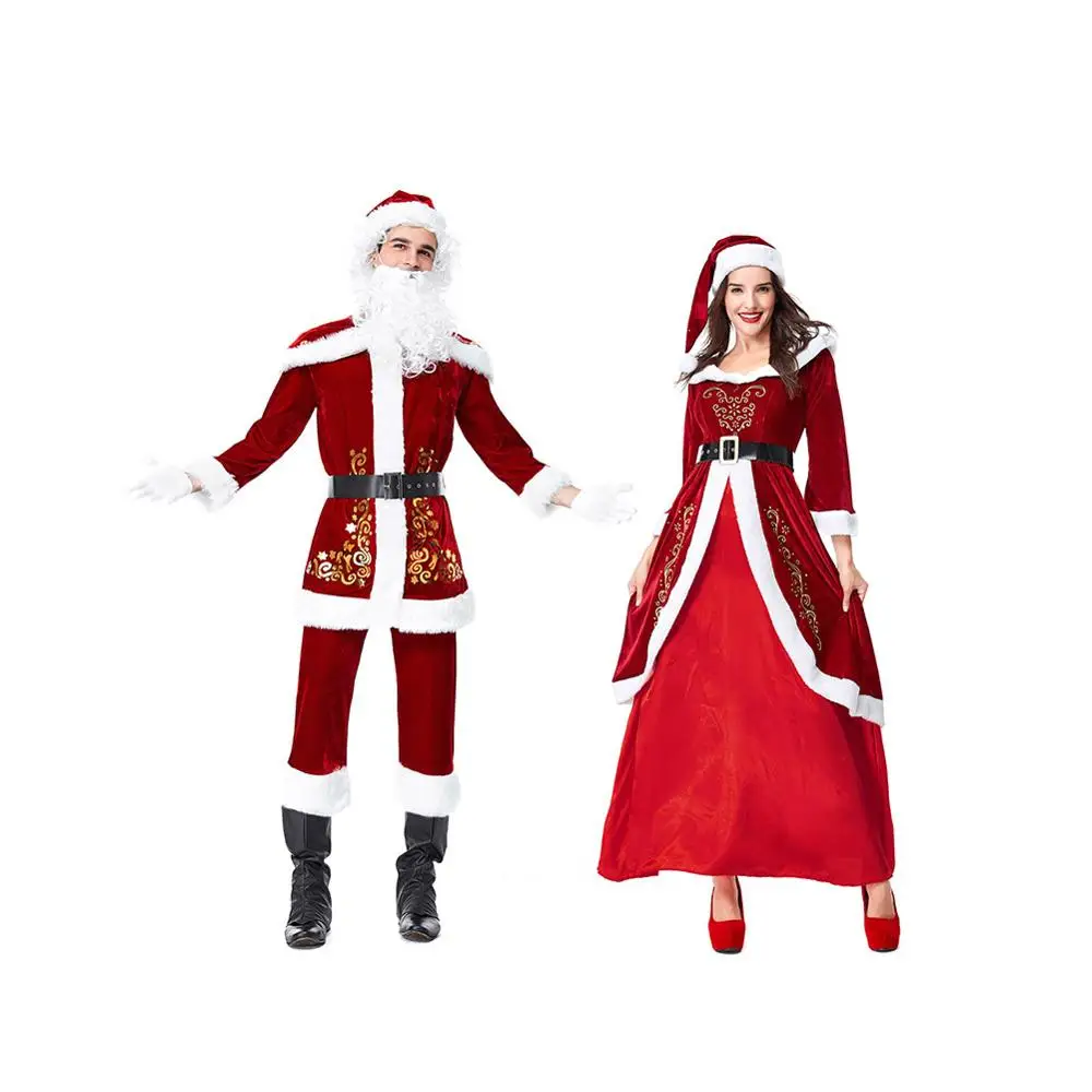 2019 New Christmas Court Wind Couple Male Female Adult Santa Costume Princess Dress | Тематическая одежда и униформа