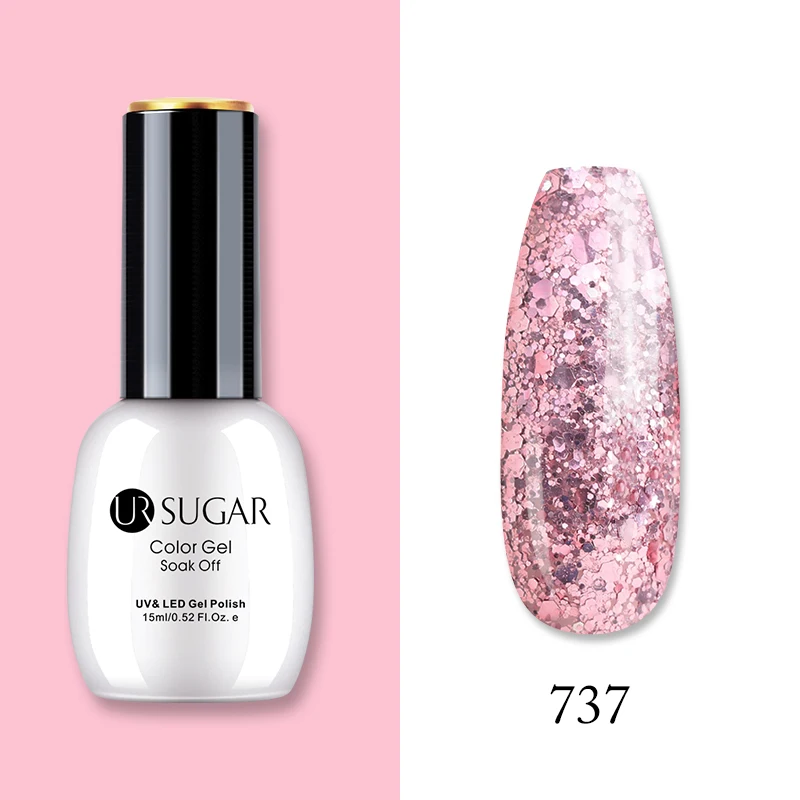 Ur Sugar, 15 мл, Цветной Гель-лак, гибридный лак для ногтей, для маникюра, УФ-светодиодный Полупостоянный гель для ногтей, впитывающий Гель-лак, базовое верхнее покрытие - Цвет: 737