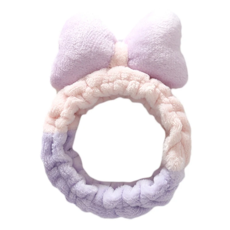 

Sweet Stuffed Big Bread Bow Knot Headband Contrast Color Soft Plush Velvet Makeup Hair Band Wash Face Shower Turban