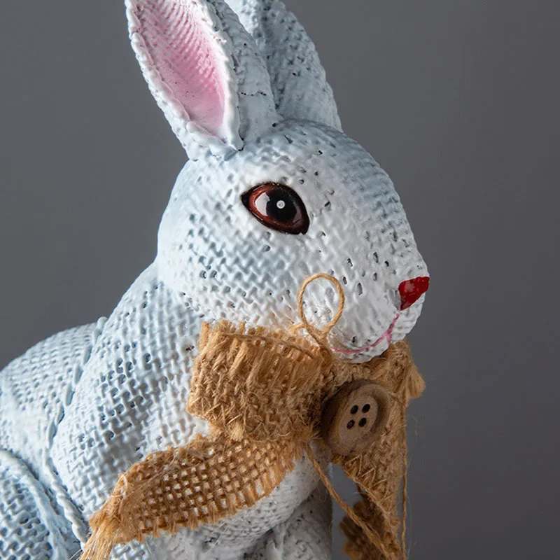 

European Cartoon Rabbit Miniature Model Sculpture Resin Modern Art Figurine Ornament Home Decoration Accessories Room Decor