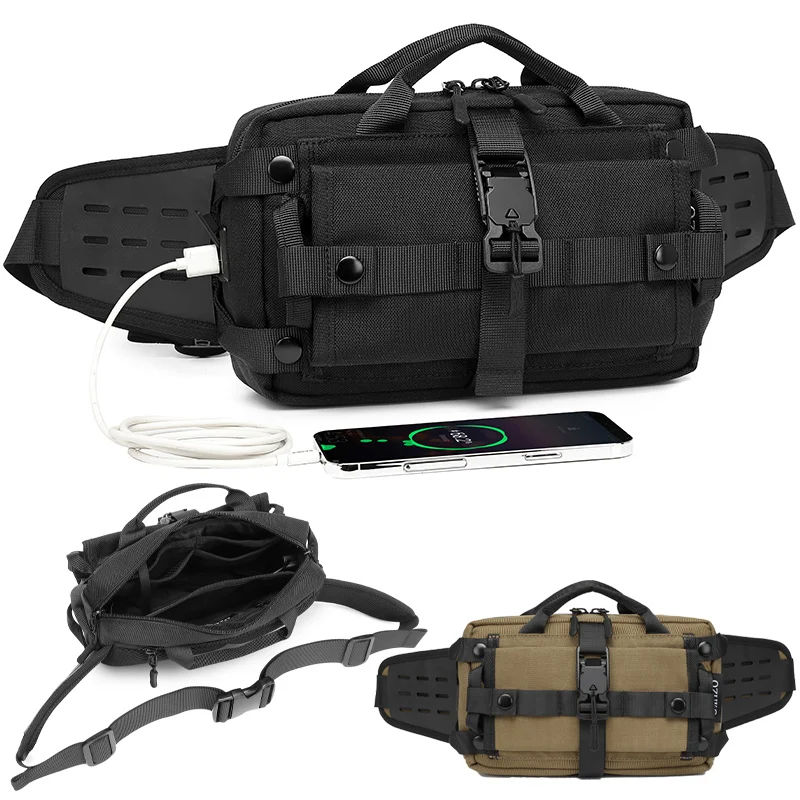 

Men Chest Bag Waterproof Shoulder Bag Messenger Bag Mult-pocket Storage Travel Rusksack Clutch Large Capacity Simple Handbag