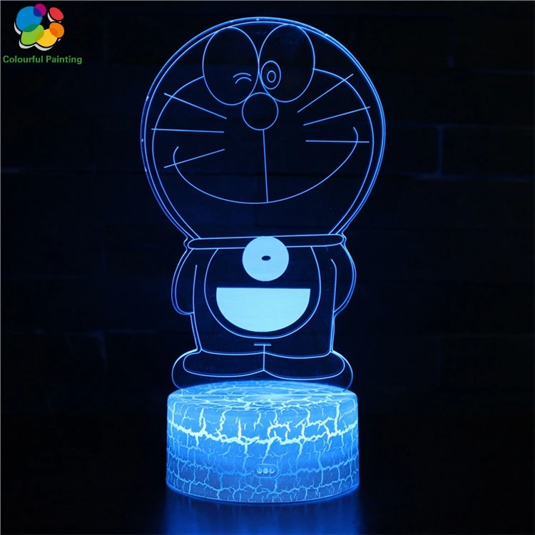 Дистанционное управление Doraemon 3D свет светодиодный трещины ночник 7 цветов