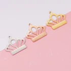 Fnixtar, 20 шт.лот, 35*35 мм, зеркальная полированная нержавеющая сталь, Полые Подвески в виде короны для самостоятельного изготовления ожерелий, брелоков, браслетов