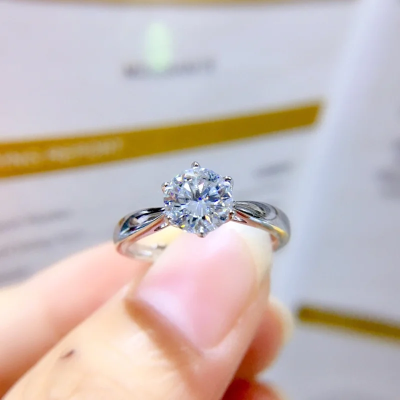 

Кольцо с муассанитом женское, Хороший Подарок на годовщину помолвки, из серебра 6,5 пробы с бриллиантом 1 карат VVS 925 мм