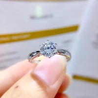 moissanite ring for women engagement anniversary gift 1ct vvs 6 5mm lab diamond classic fine jewelry real 925 sterling silver