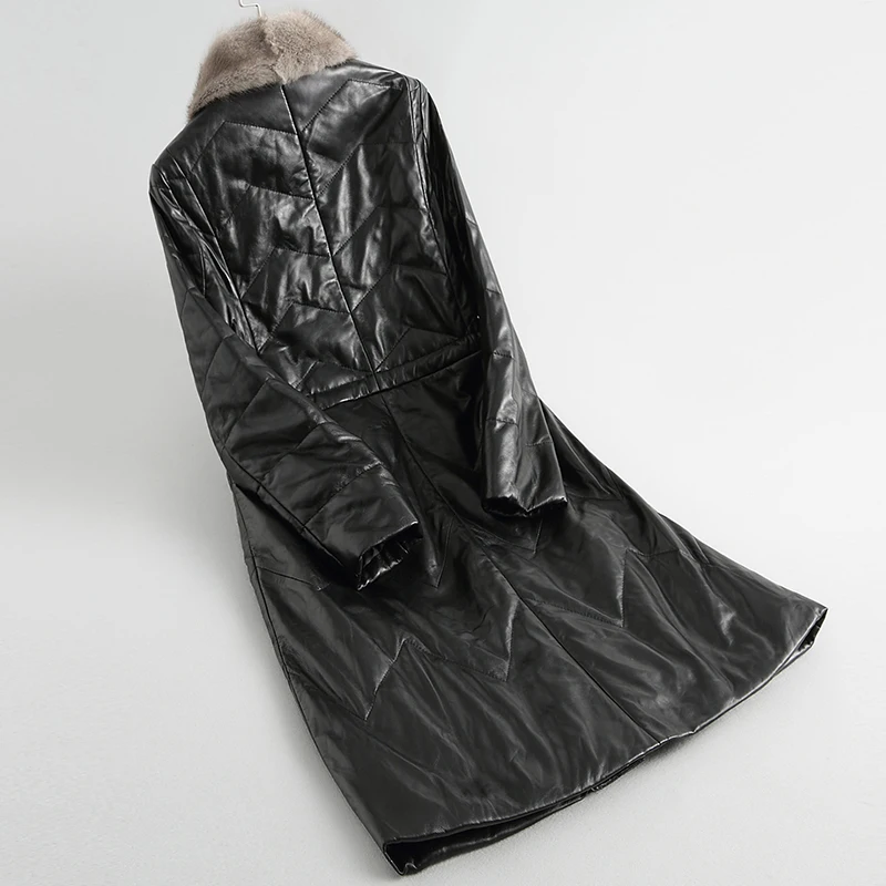 Норковый меховой воротник овчина пуховик Осень-зима натуральная кожа куртка