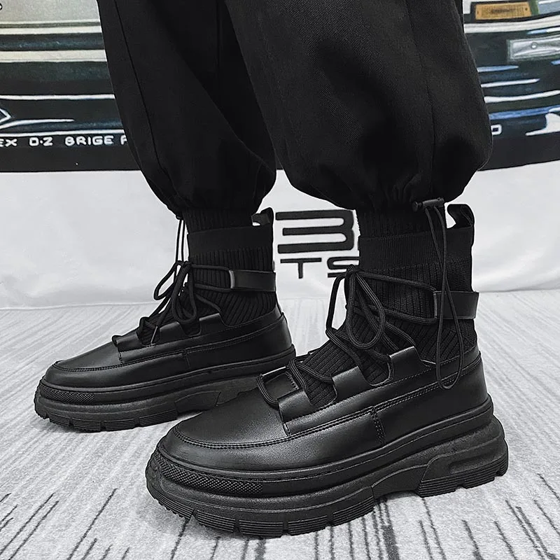 

Men Martins Leather shoes High Top Fashion Winter Warm Snow shoes Dr. Motorcycle Boots black Couple Unisex boots