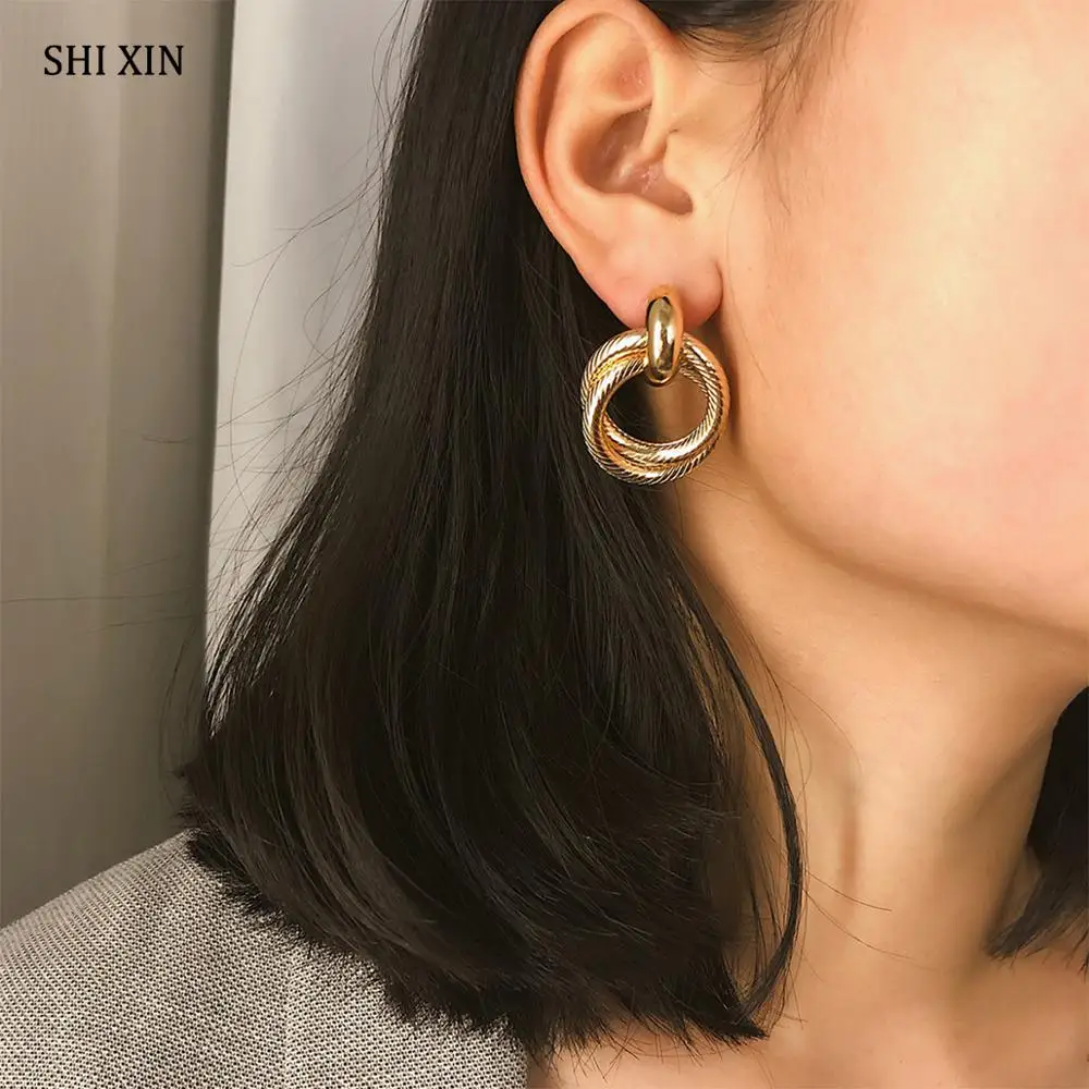 Женские Креативные Круглые серьги гвоздики SHIXIN очаровательные ювелирные