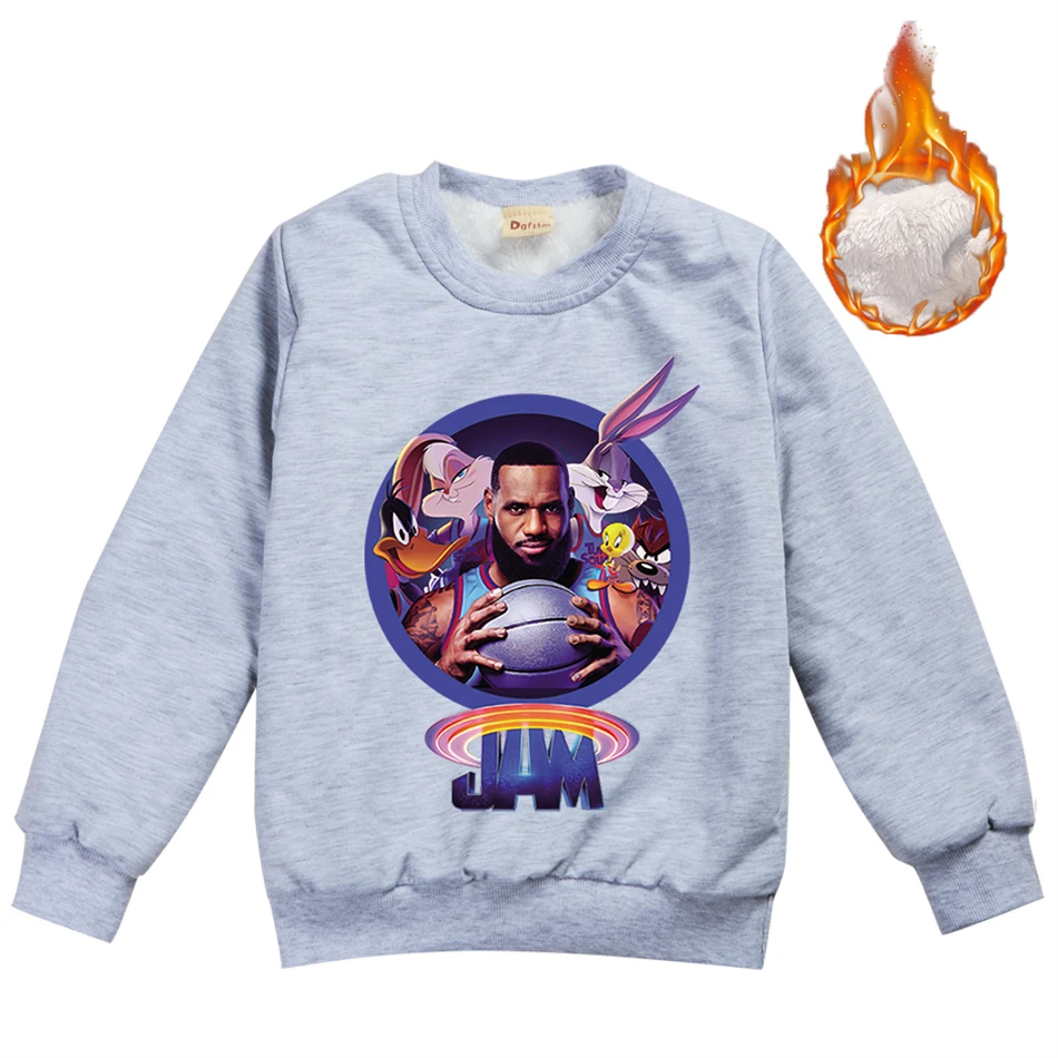 

Детская теплая флисовая толстовка с рисунком из аниме-фильма Space Jam От 2 до 13 лет, зимняя повседневная одежда для мальчиков и девочек-подростк...