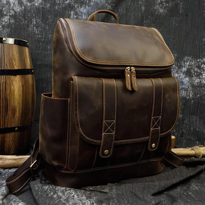Luufan рюкзак из натуральной кожи для ноутбука 15 6 дюймов винтажный Модный Рюкзак