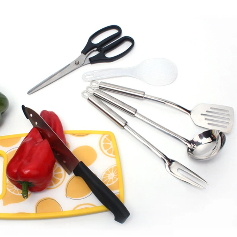 

7pcs Portable Cookware Set Cooking Tool Cookware Stainless Steel BBQ Spatula Outdoor Cookware Set Picnic Kitchenware