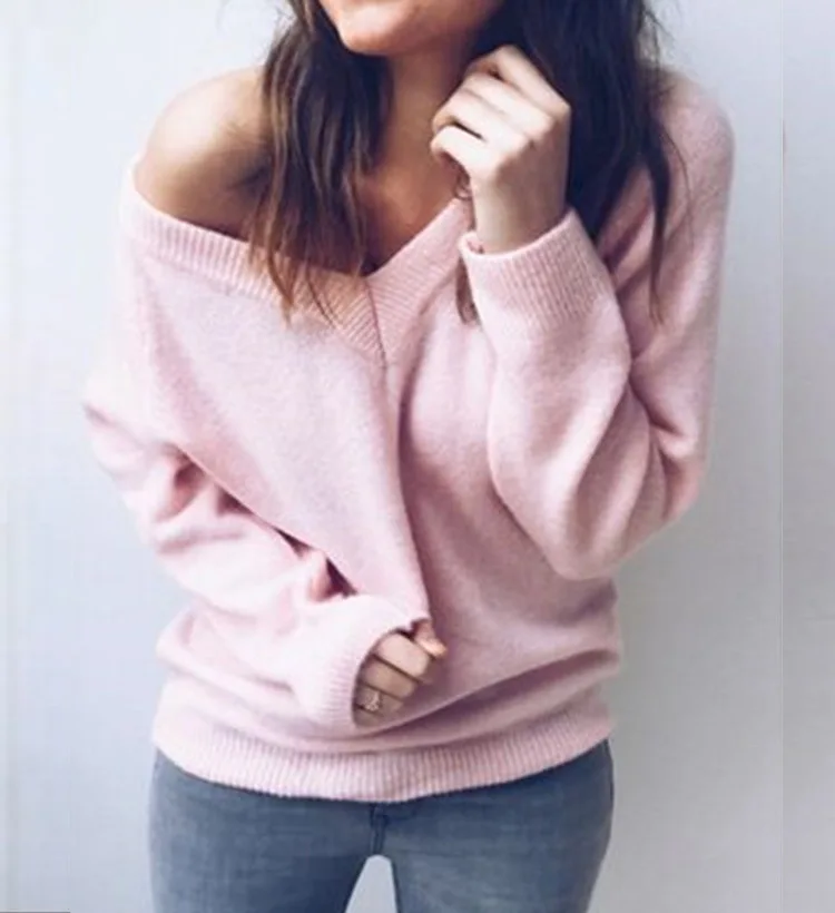 

New 2021 Autumn Winter Women's Sweaters V-Neck Minimalist Tops Fashionable Korean Style Knitting Casual Solid