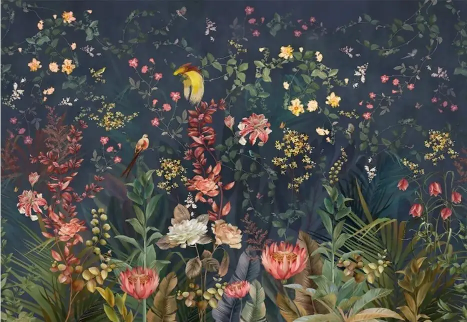 

Milofi custom American flowers and birds wallpaper flowers flowers forest murals living room TV background wallpaper murals
