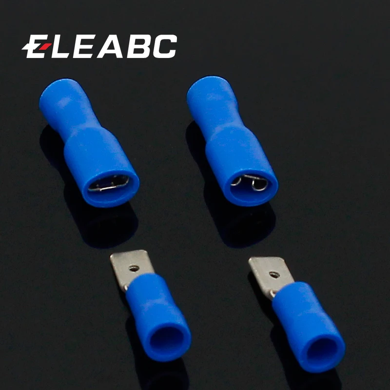

4.8mm Female Male Electrical & Wiring Connector Insulated Crimp Terminal Spade Blue