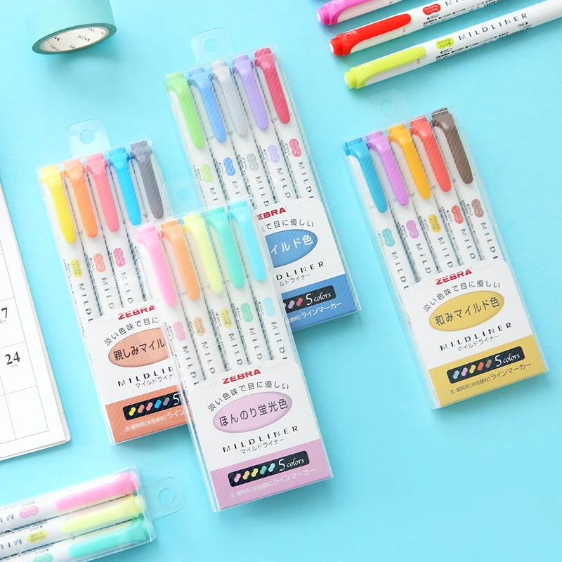 

5/25 Colors Zebra Mildliner Highlighter Pens Set Textmarker Markers Highliters for School Supplies Cute Japanese Stationery WKT