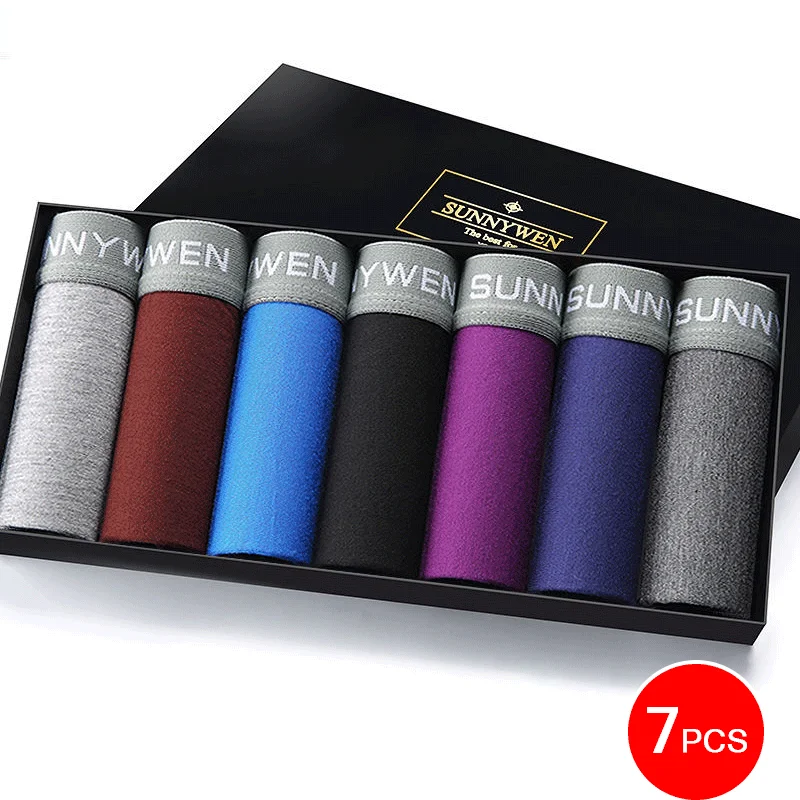 7pcs/Lot Men's Underwear Cotton Men's Panties Breathable Men's Boxer's Solid Underwear Comfortable Shorts Underwear