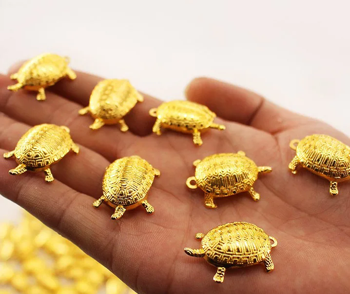 10 шт. Золотая черепаха богатство Лаки Фортуна Omamori украшения Lucky подарок для