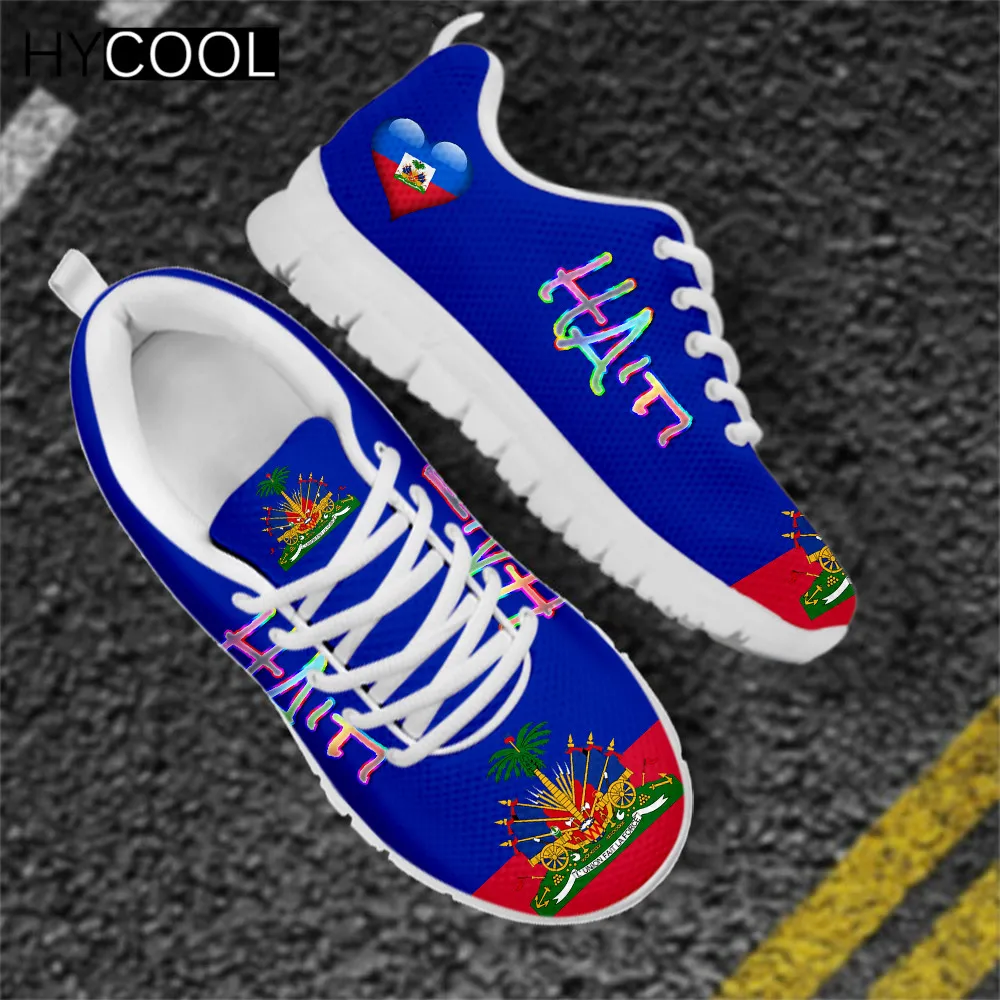 

HYCOOL New Style Team Sports Shoes For Women Men Haiti Flag Design Printing Outdoor Lightweight Casual Walk Sneakers Running