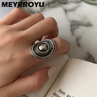 meyrroyu silver color fashion design round ring new arrival creative personality jewelry high quality punk gift for women 2022