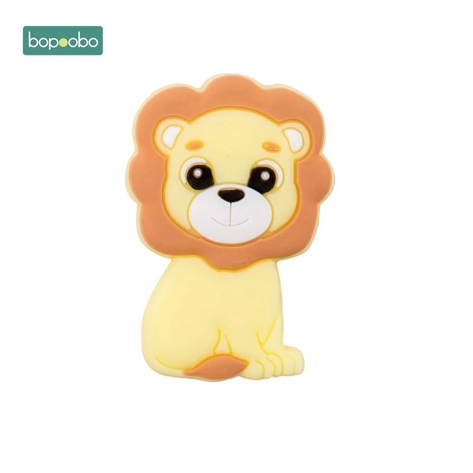 Candy yellow Lion Bopoobo 3 шт. Силиконовые Прорезыватели для еды силиконовые мини бусины в форме льва Bpa Бесплатно Детские Прорезыватели Для DIY Соска-подвеска грызуны бусины - Цвет: Candy yellow Lion