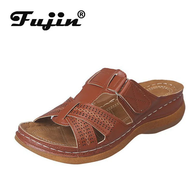 Женские повседневные тапочки Fujin Повседневные Дышащие однотонные шлепанцы на