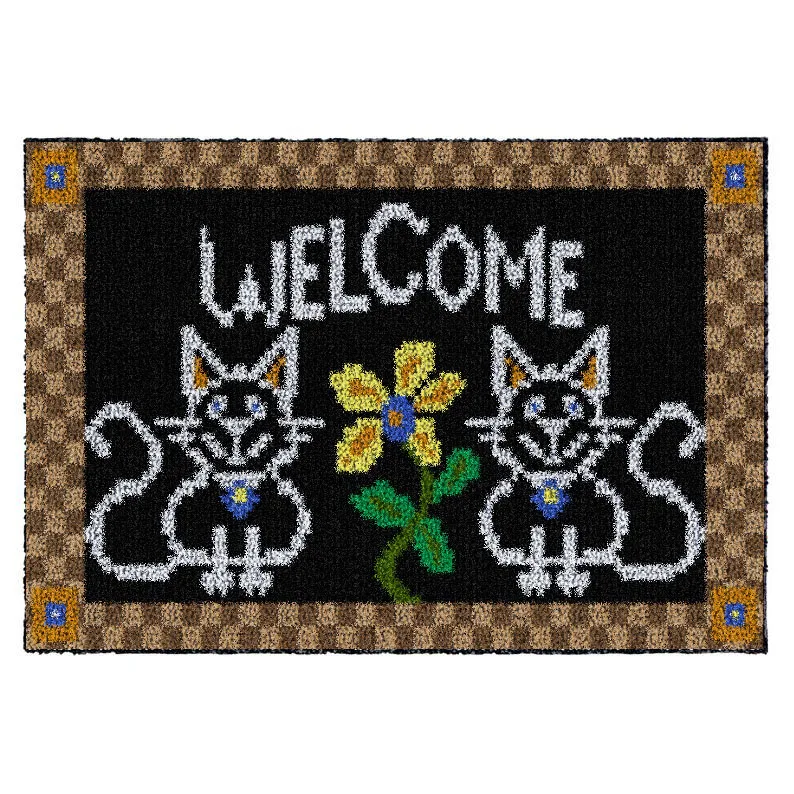 

Latch Hook Rug Wall Hanging Crocheting Tapestry Cat Pattern Cushion Kits for Embroidery Home Carpet Handicraft Gift