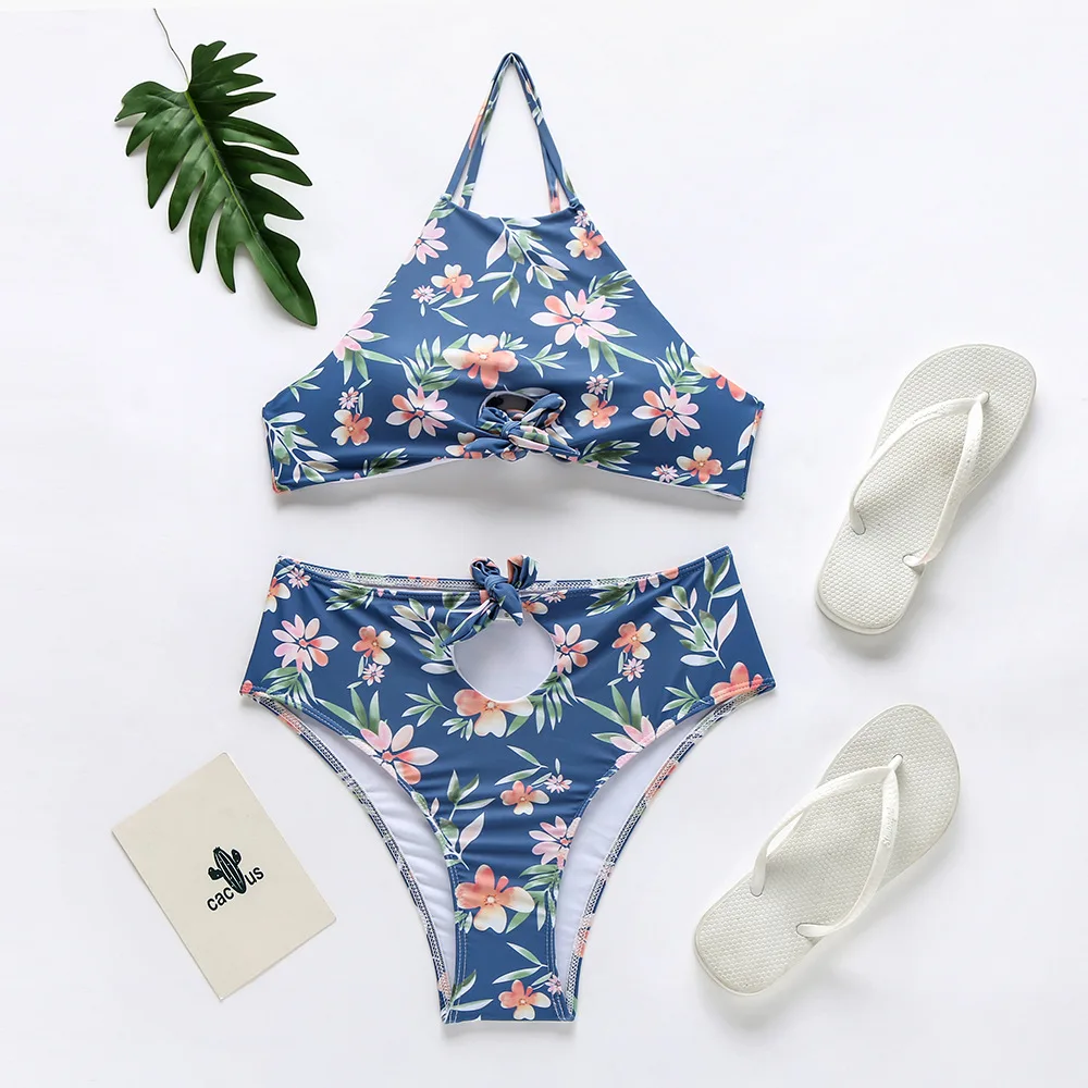 

Women's Bikini Set 2020 Sexy Small Fresh High Waist Swimsuit Multicolor Bandage Beachwear
