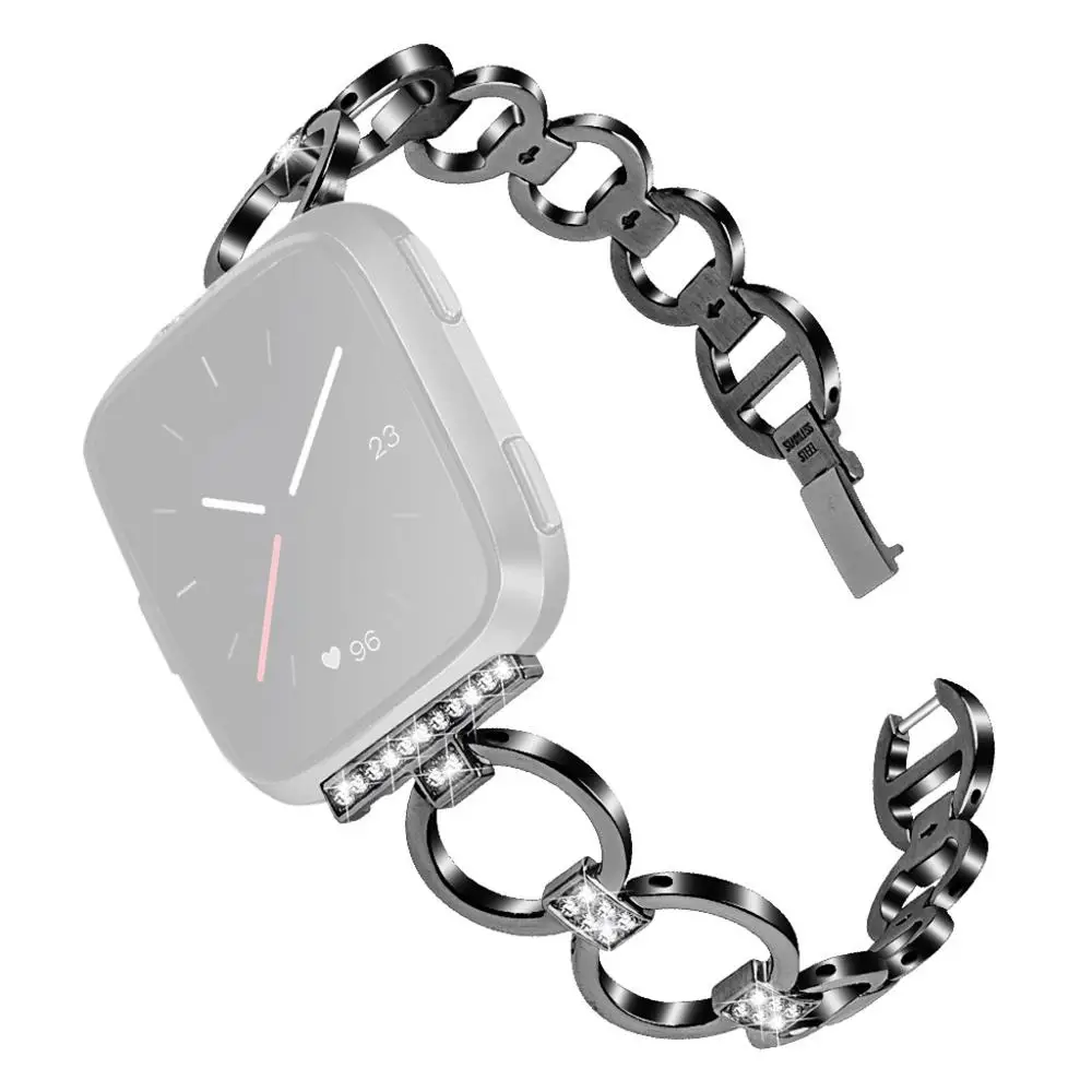 Black Для Fitbit Versa Lite Браслет замена девушки часы ремешок наручный браслет Роскошные умные часы долговечные аксессуары#802 - Цвет: Black