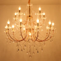 crystal led chandelier for living room bedroom home decor indoor lighting iron art golden chrome candl chandeliers cafe lamp