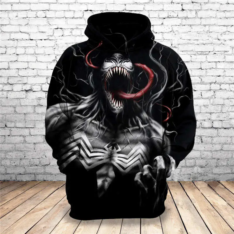 Горячая новинка Толстовка индивидуальный дизайн Venom 3D толстовки с принтом уникальные пуловеры топы мужская одежда Прямая поставка F76 - Цвет: F74