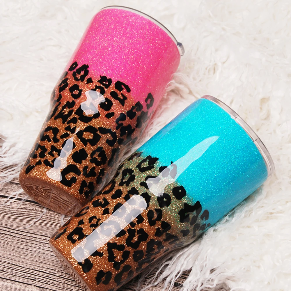 

wholesale 30oz Feather Epoxy Tumbler Glitter Stainless Steel DOM1071172 Handmade Cheetah Cup Christmas Gift For Water Holder