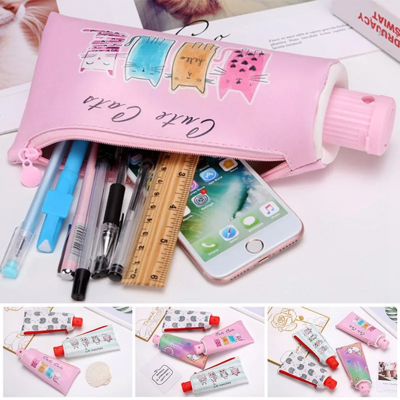 Мультяшный Единорог Сова Кот Зубная паста Форма пенал Чехол большой емкости