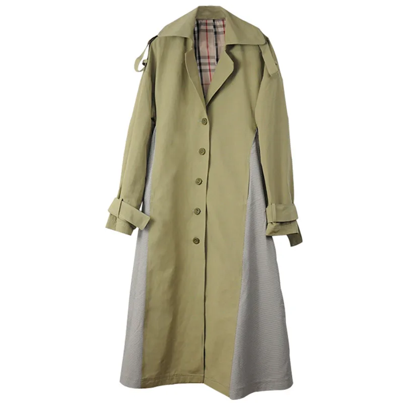 Женская Офисная ветровка MissFoFo длинная куртка на пуговицах выше колена с поясом