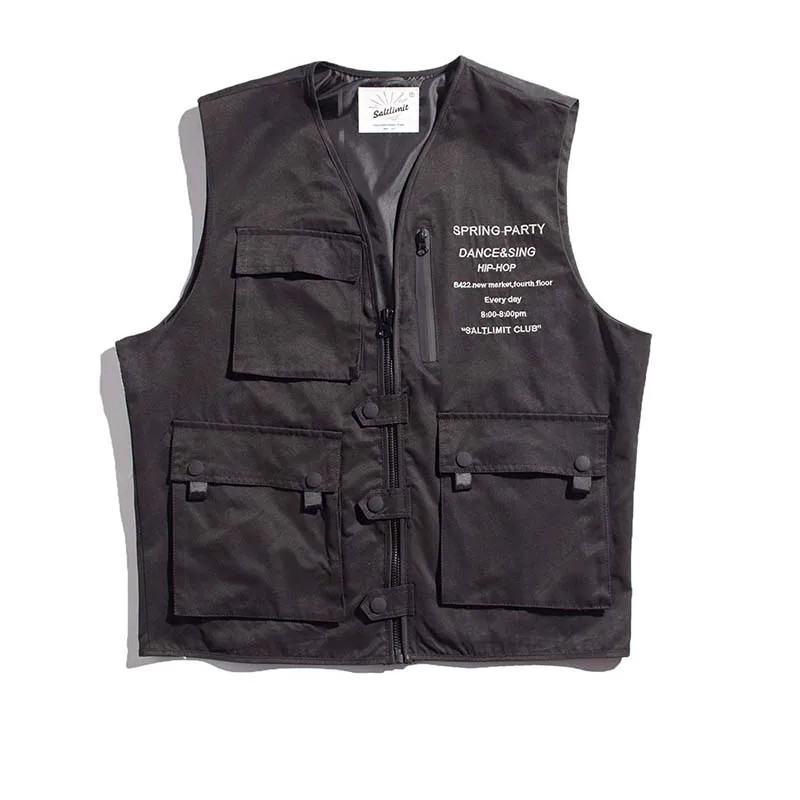 UNCLEDONJM Men Casual Cargo Waistcoat with Pockets Military Jacket Coat Streetwear Tactical Vests Sweatshirts MJ601 | Мужская одежда