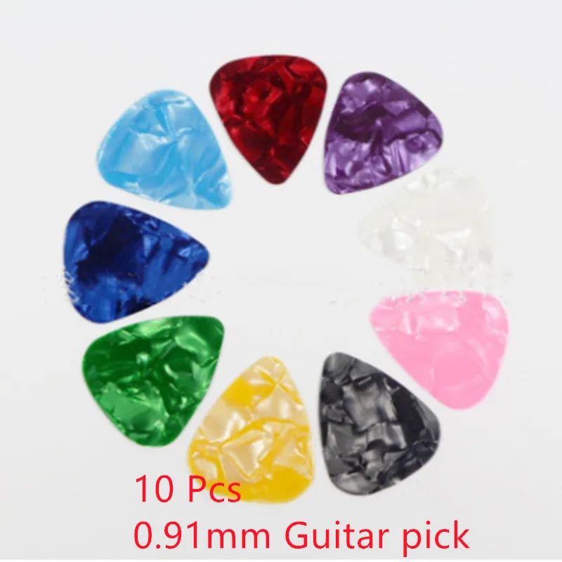 0.91mm Guitar pick Новинка 10 шт. аксессуары для гитар 0,46 мм 0,71 мм 0,96 мм цвет случайный Горячая акустические медиаторы s Plectrum целлюлоидный Электрический Гладкий - Цвет: 0.91mm Guitar pick