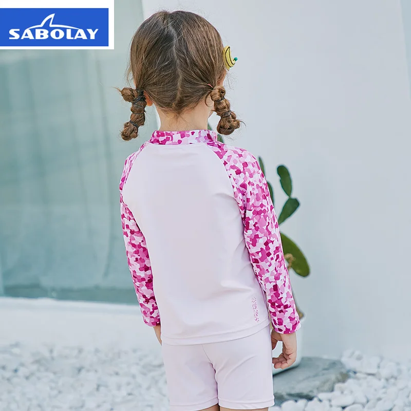 Купальный костюм для девочек Детский двойка с рисунком защитой от УФ