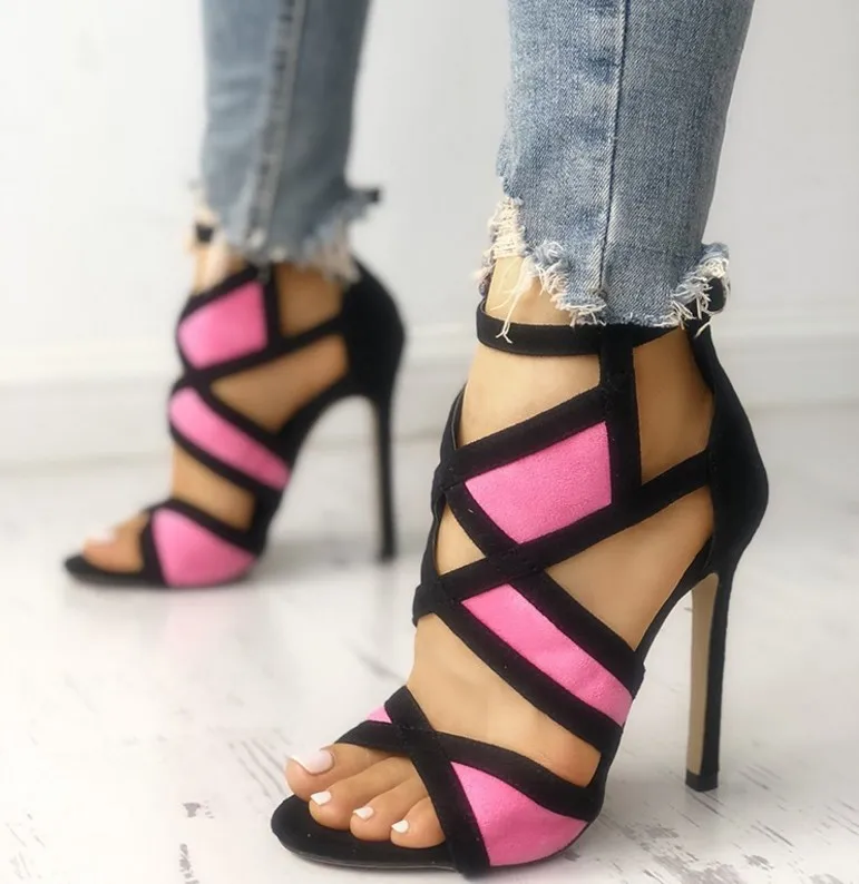 

2021 New Desiger Sexy Women Sandals Hollow out Buckle Strap High Heels Bridesmaid Bridal Wedding Pumps Sandals size 35-40